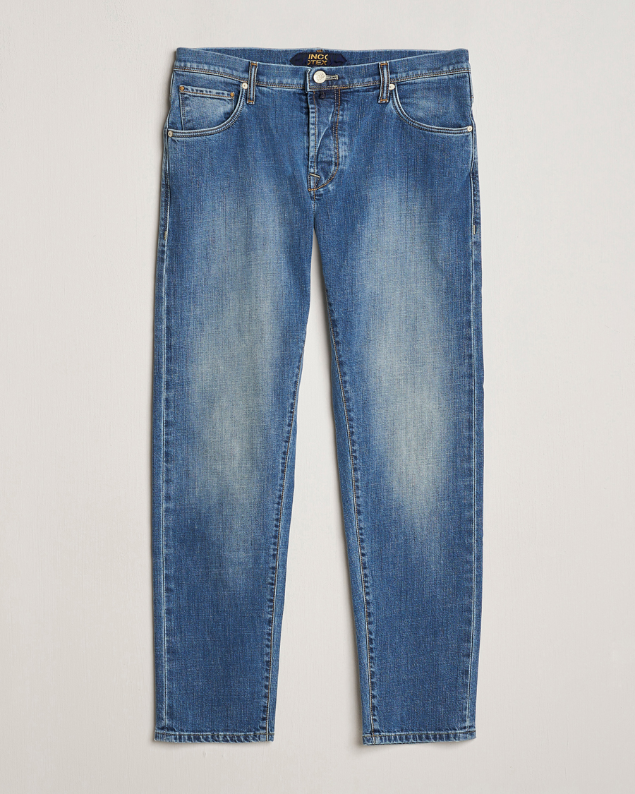 Herr | Jeans | Incotex | 5-Pocket Stretch Denim Medium Blue