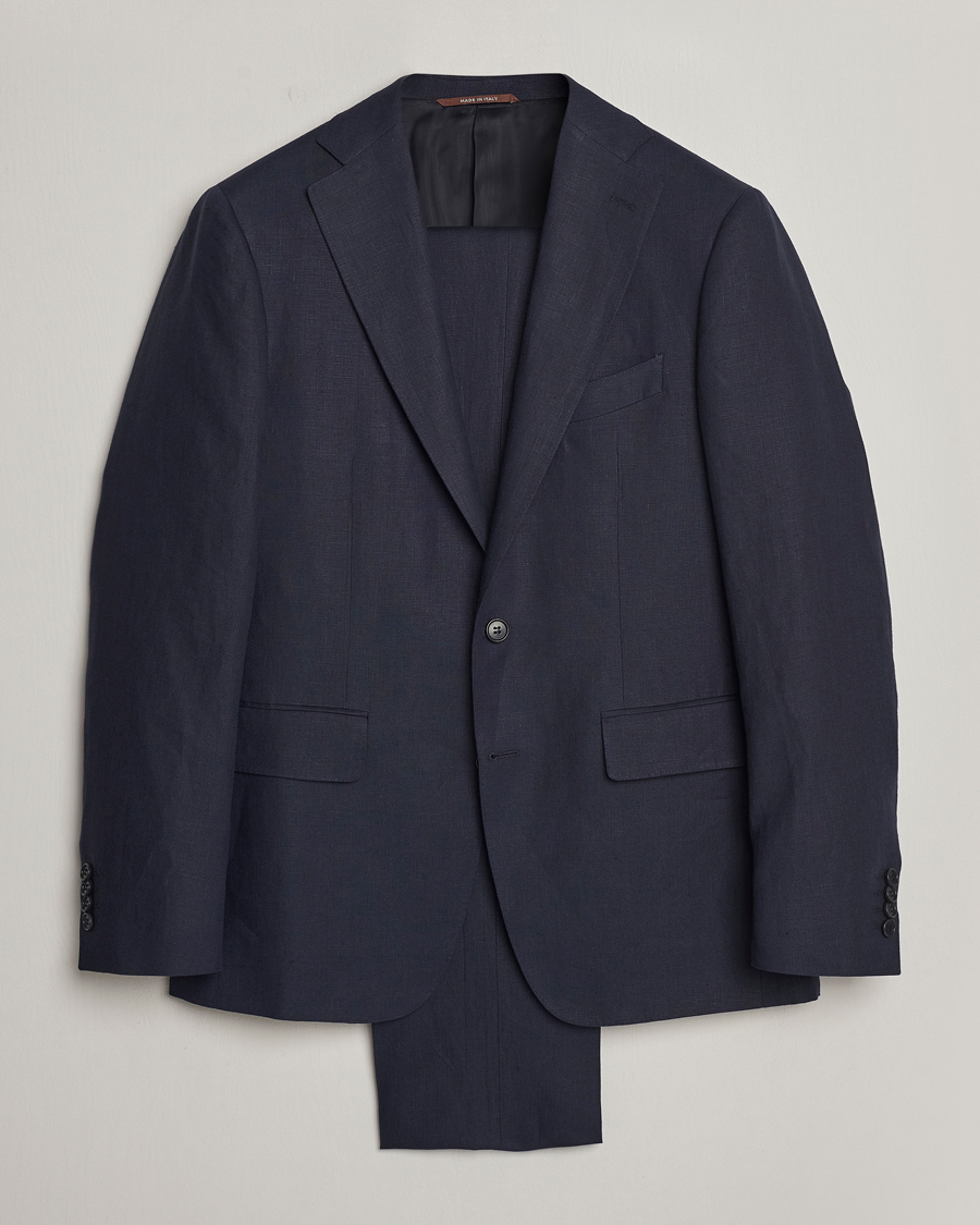 Herr | Kostymer | Canali | Capri Linen Suit Navy