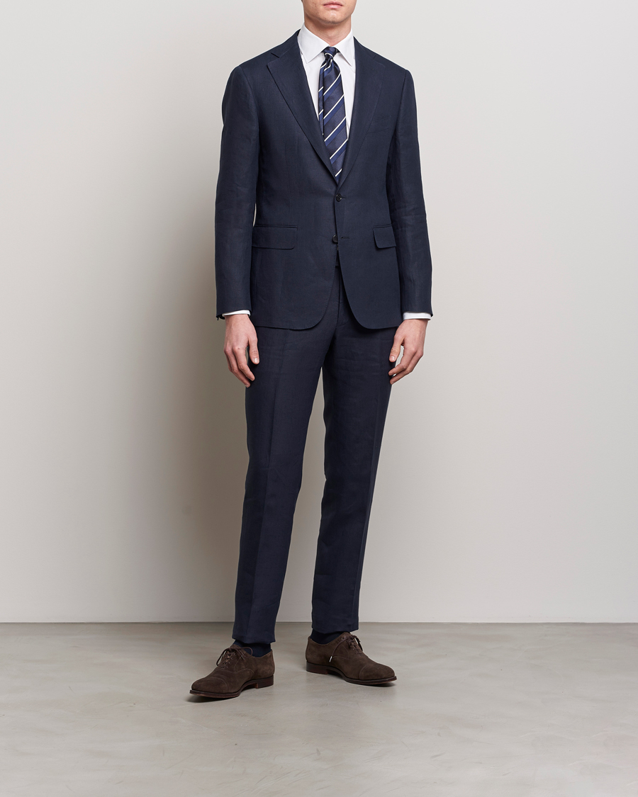 Herr | Italian Department | Canali | Capri Linen Suit Navy