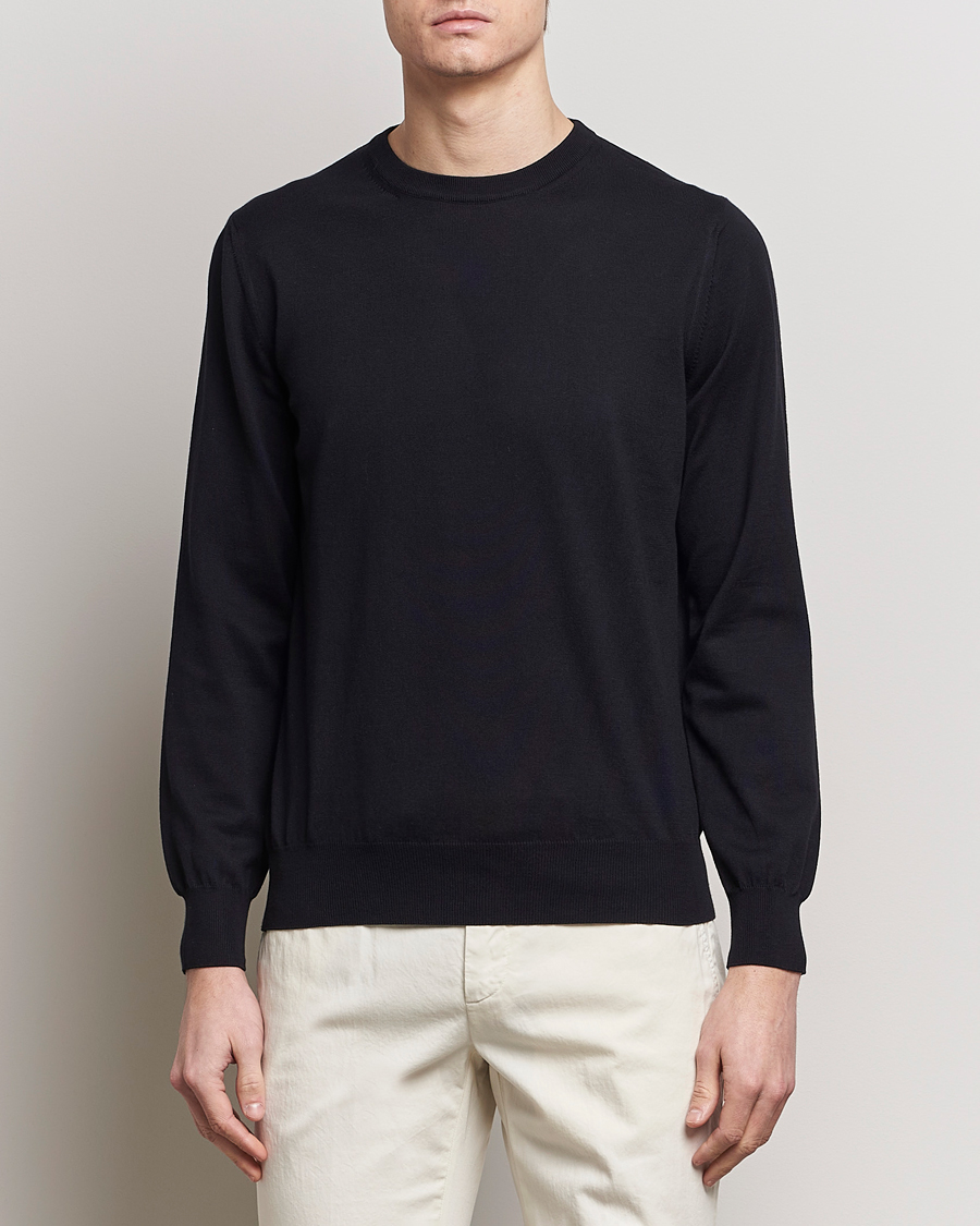 Herr | Stilsegment Formal | Canali | Cotton Crew Neck Pullover Black