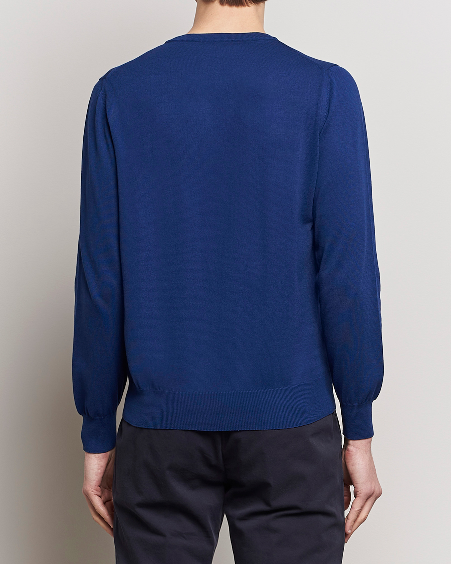 Herr | Tröjor | Canali | Cotton Crew Neck Pullover Royal Blue
