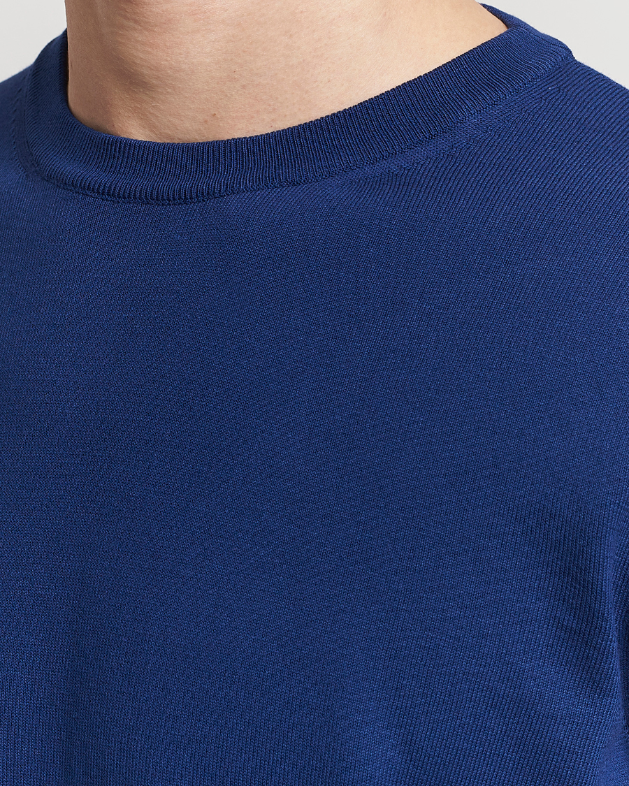 Herr | Tröjor | Canali | Cotton Crew Neck Pullover Royal Blue