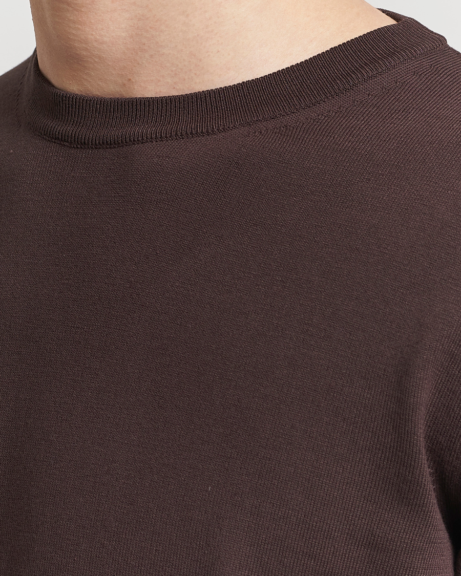 Herr | Tröjor | Canali | Cotton Crew Neck Pullover Dark Brown