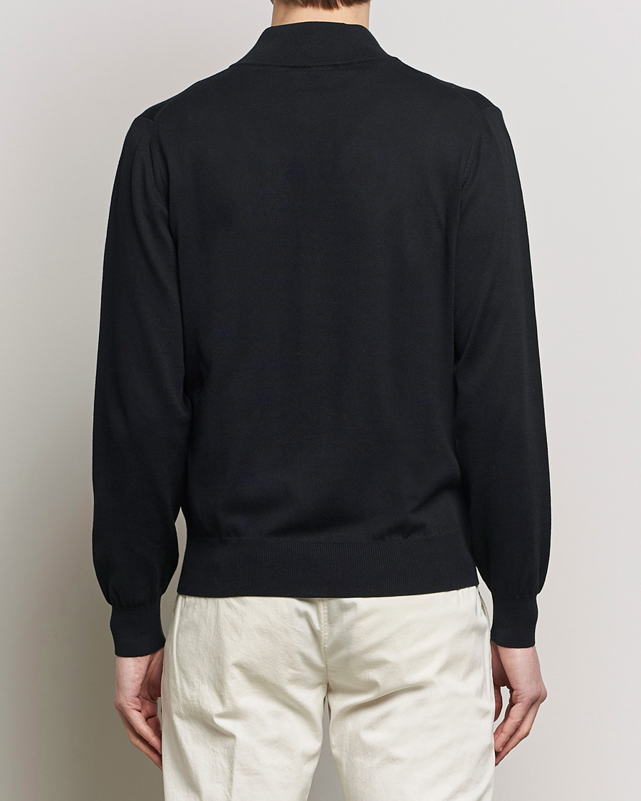 Herr | Tröjor | Canali | Cotton Full Zip Black