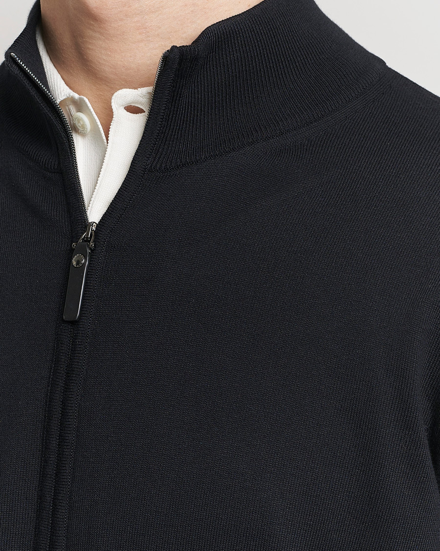 Herr | Tröjor | Canali | Cotton Full Zip Black