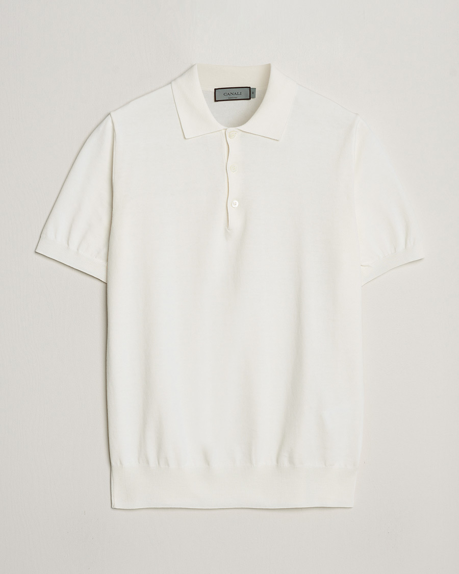 Herr | Pikéer | Canali | Cotton Short Sleeve Polo White
