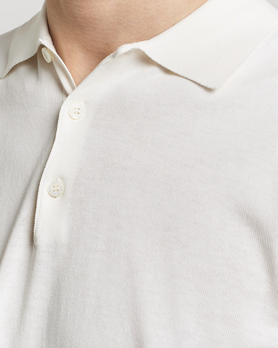 Herr | Pikéer | Canali | Cotton Short Sleeve Polo White