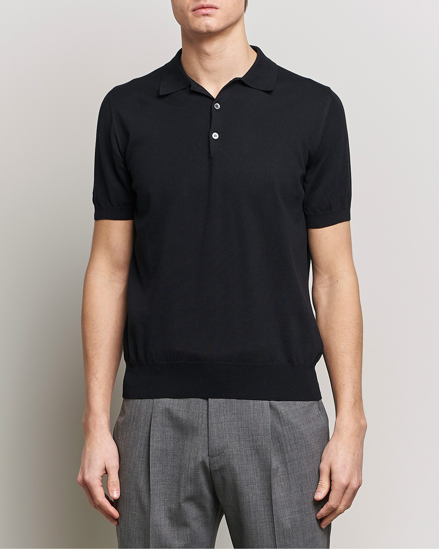 Herr | Avdelningar | Canali | Cotton Short Sleeve Polo Black