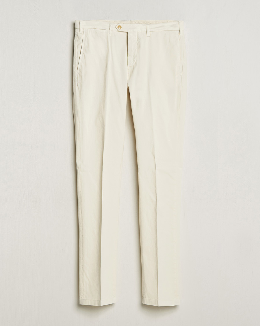 Herr | Byxor | Canali | Cotton Stretch Chinos Off White