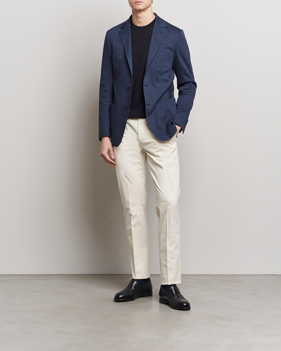 Herr | Byxor | Canali | Cotton Stretch Chinos Off White