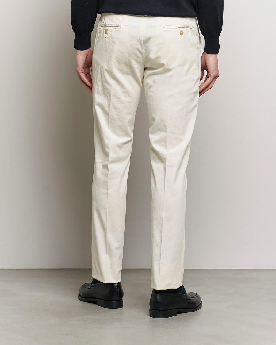 Herr | Byxor | Canali | Cotton Stretch Chinos Off White