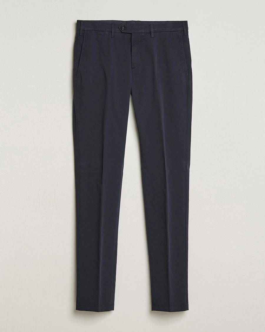 Herr | Byxor | Canali | Cotton Stretch Chinos Navy