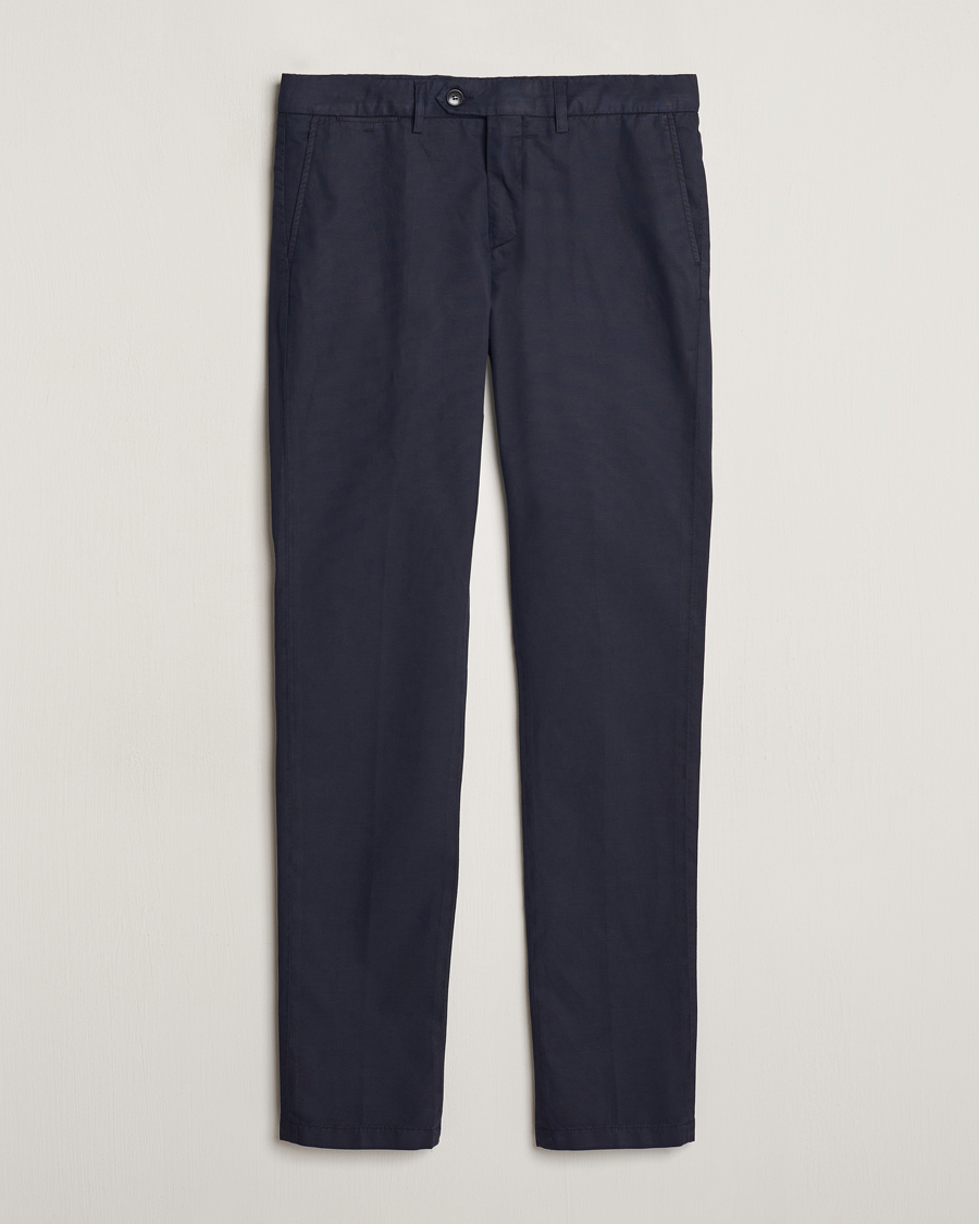 Herr | Byxor | Canali | Cotton/Linen Trousers Navy