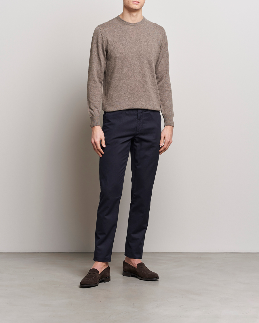 Herr | Byxor | Canali | Cotton/Linen Trousers Navy