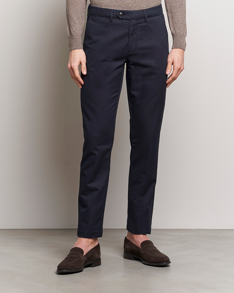 Herr | Kläder | Canali | Cotton/Linen Trousers Navy