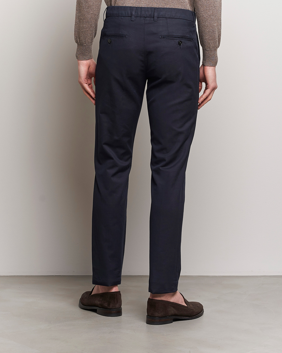 Herr | Byxor | Canali | Cotton/Linen Trousers Navy