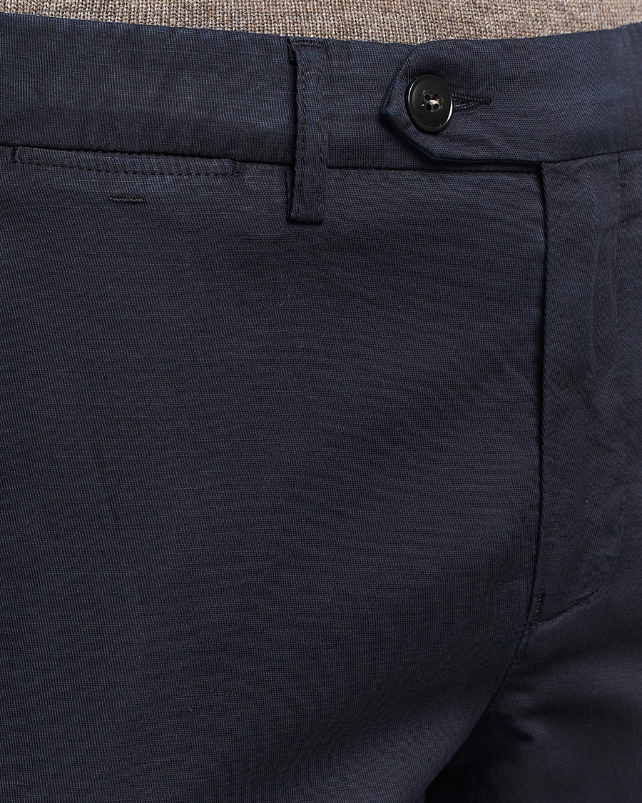 Herr | Byxor | Canali | Cotton/Linen Trousers Navy