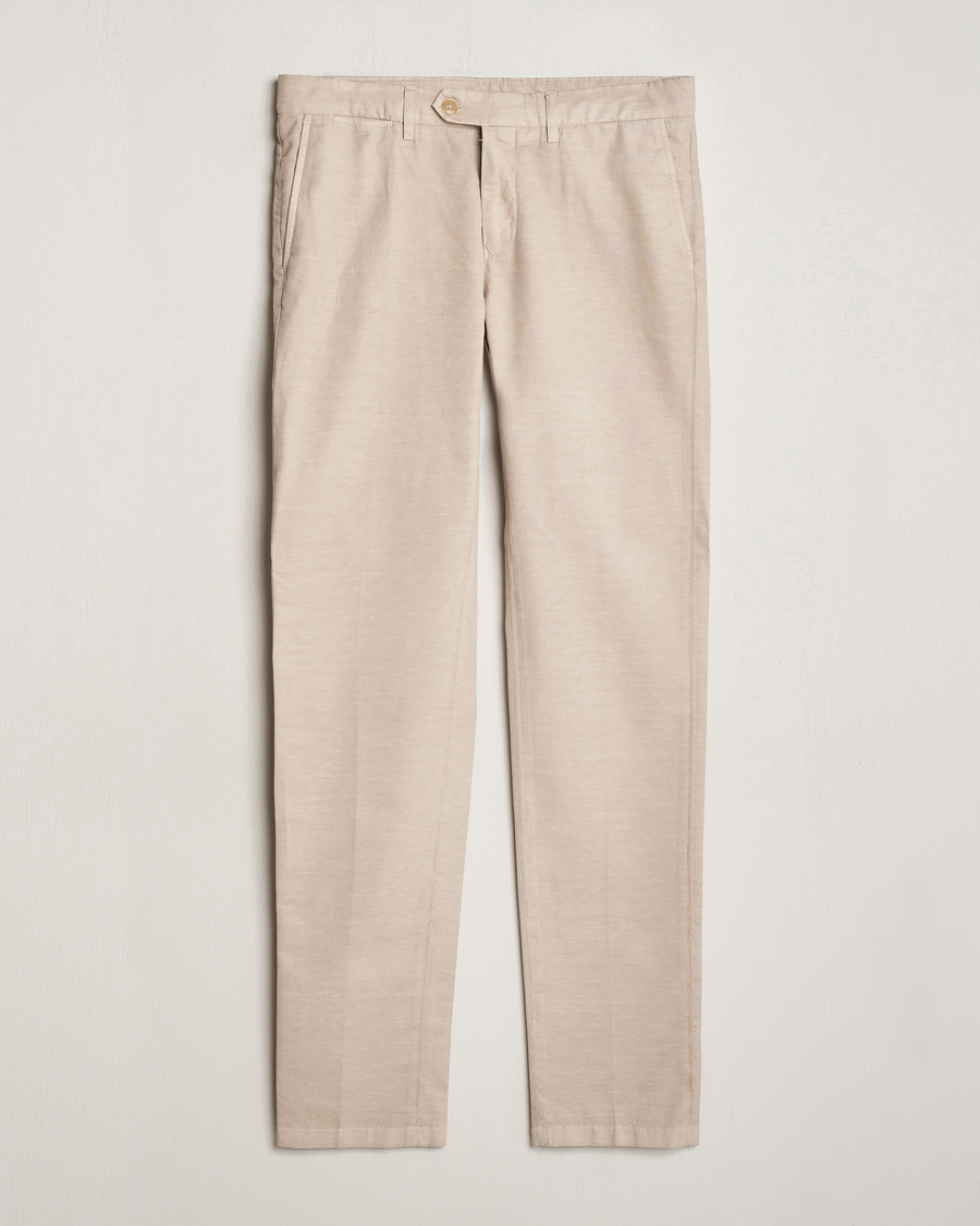 Herr | Byxor | Canali | Cotton/Linen Trousers Light Beige