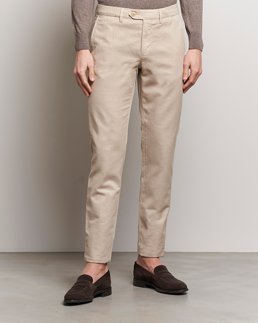 Herr | Business & Beyond | Canali | Cotton/Linen Trousers Light Beige