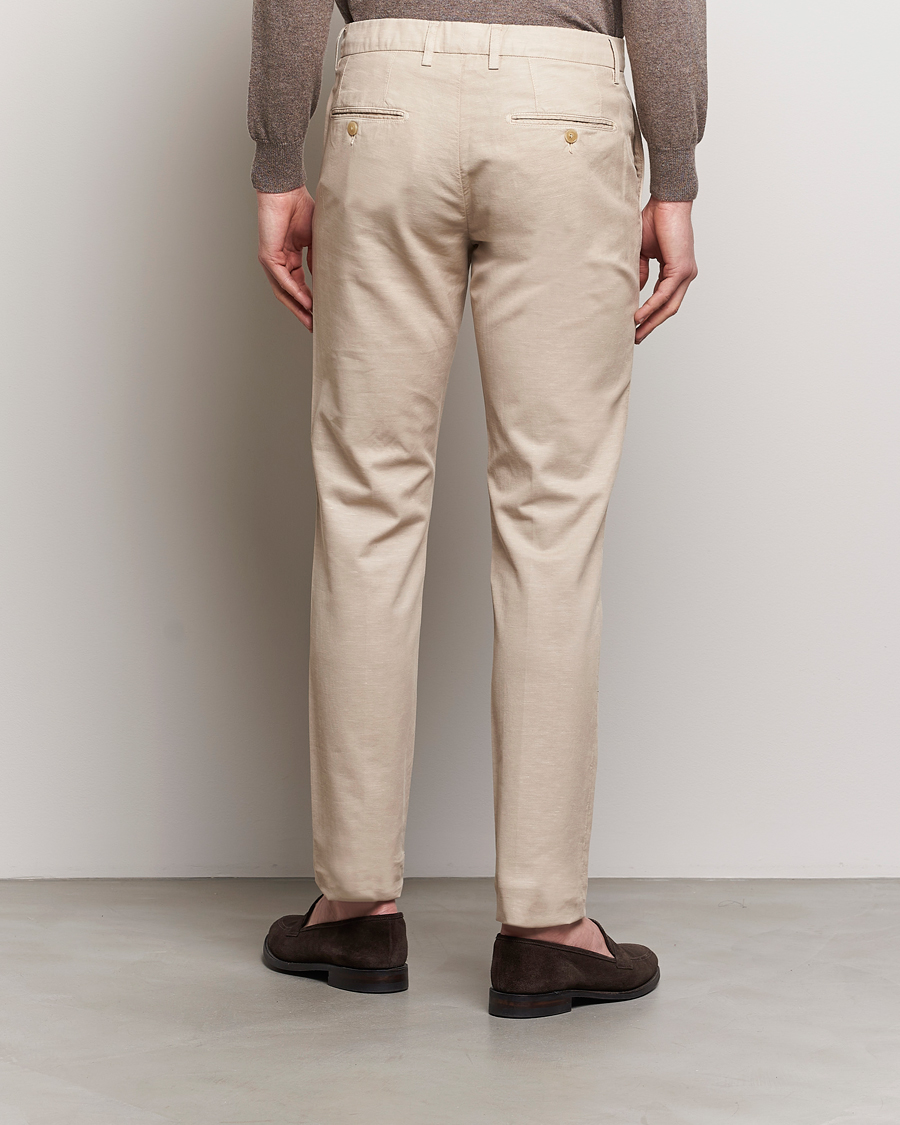 Herr | Byxor | Canali | Cotton/Linen Trousers Light Beige