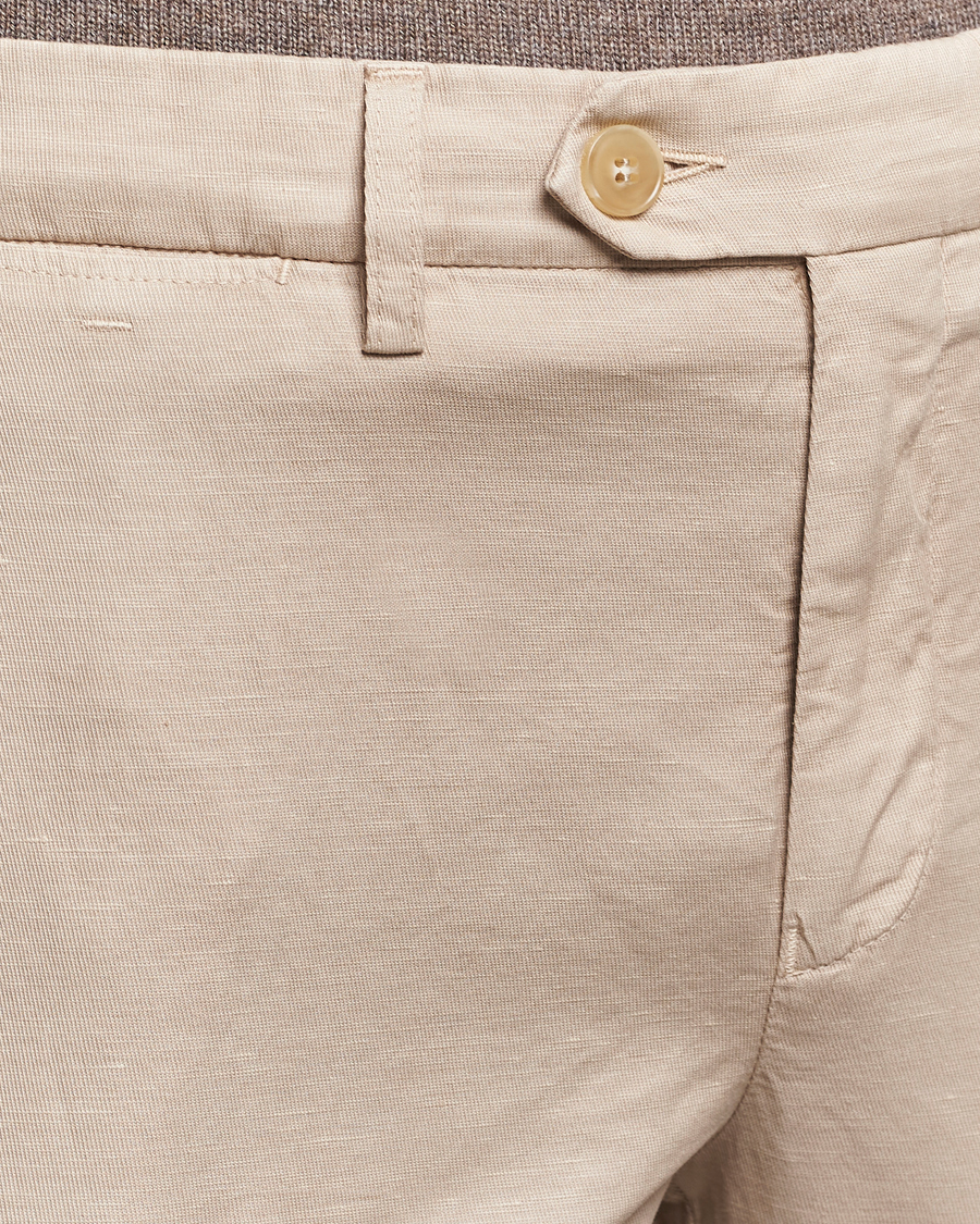Herr | Byxor | Canali | Cotton/Linen Trousers Light Beige