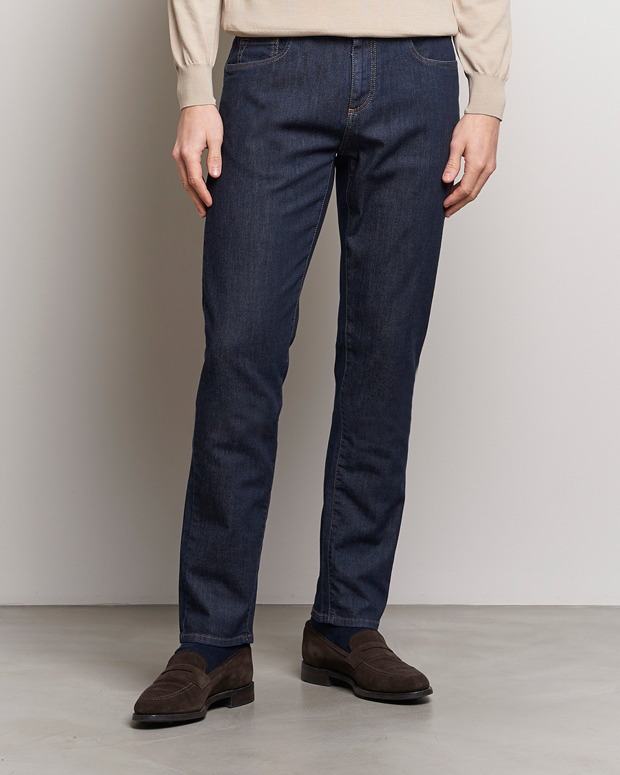 Herr | Blå jeans | Canali | Slim Fit 5-Pocket Jeans Dark Indigo