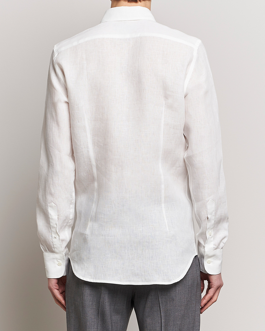 Herr | Skjortor | Canali | Slim Fit Linen Sport Shirt White