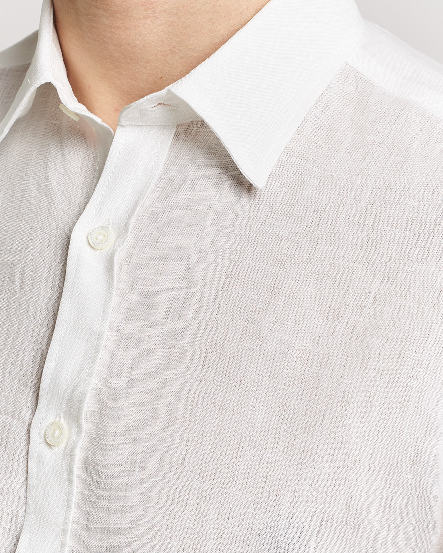 Herr | Skjortor | Canali | Slim Fit Linen Sport Shirt White