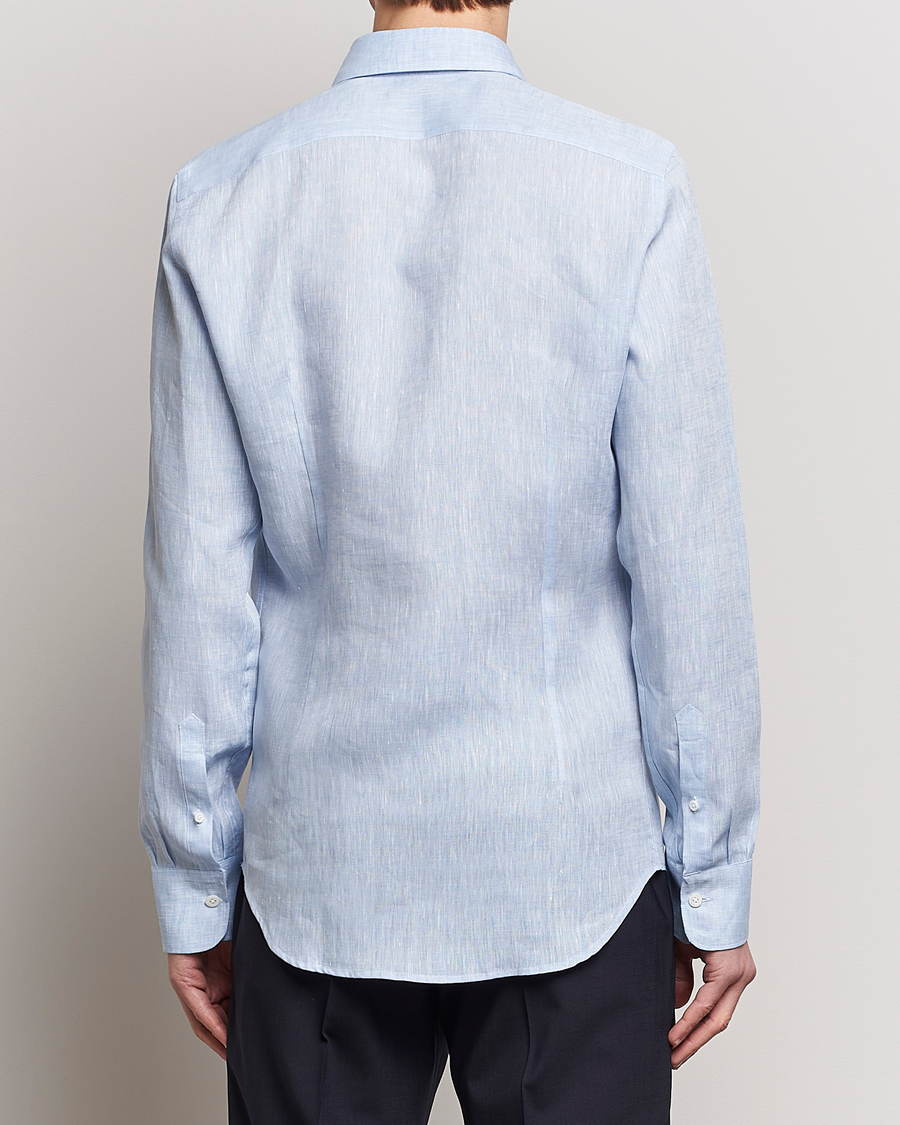 Herr | Skjortor | Canali | Slim Fit Linen Sport Shirt Light Blue