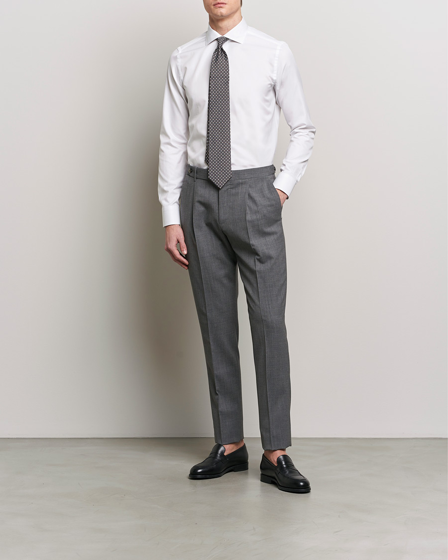 Herr | Skjortor | Canali | Slim Fit Cotton Shirt White