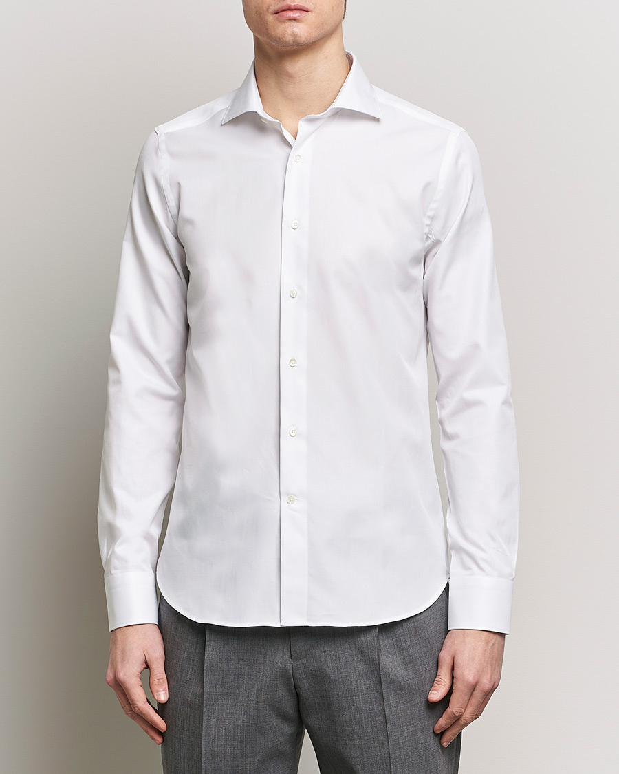 Herr | Skjortor | Canali | Slim Fit Cotton Shirt White