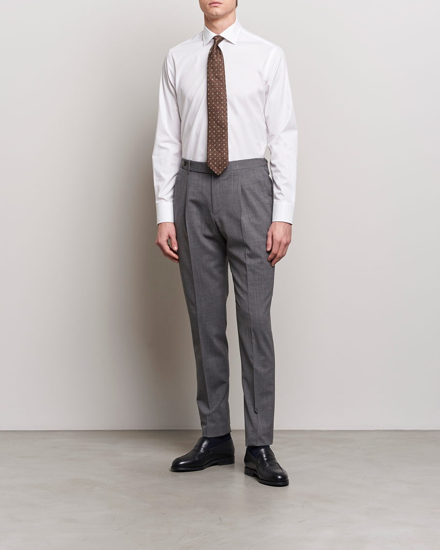 Herr | Formal Wear | Grigio | Cotton Twill Dress Shirt White