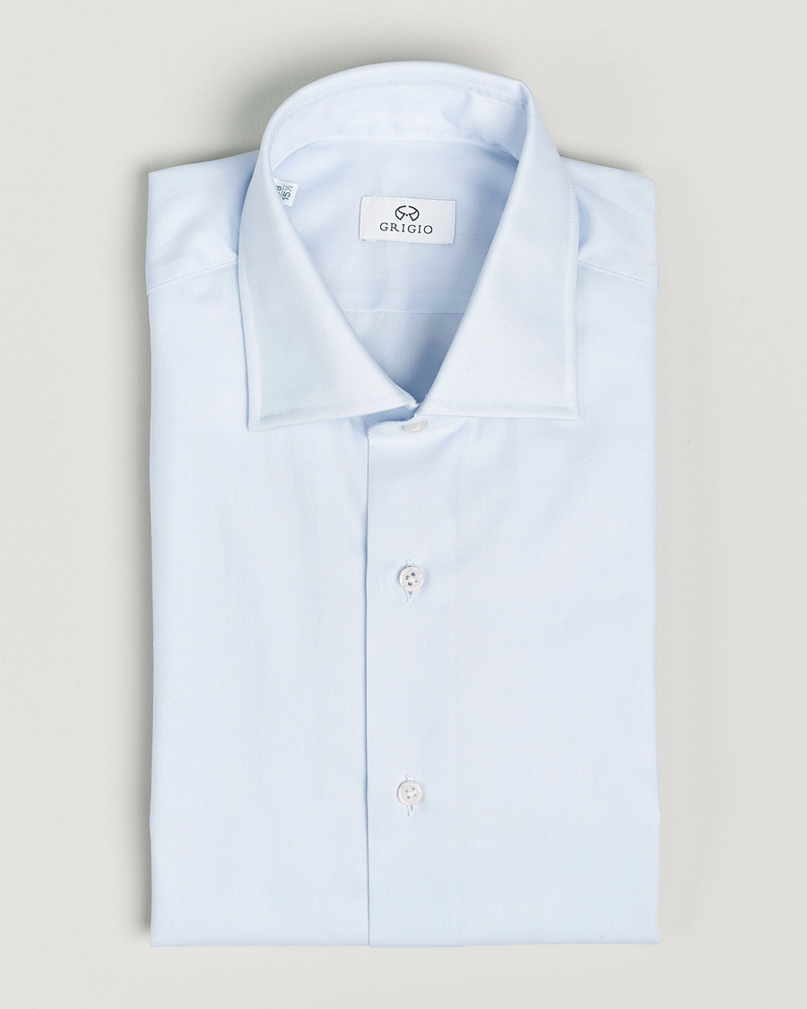 Herr | Skjortor | Grigio | Cotton Twill Dress Shirt Light Blue