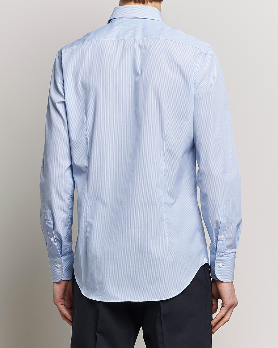 Herr | Skjortor | Grigio | Cotton Poplin Dress Shirt Light Blue Stripe