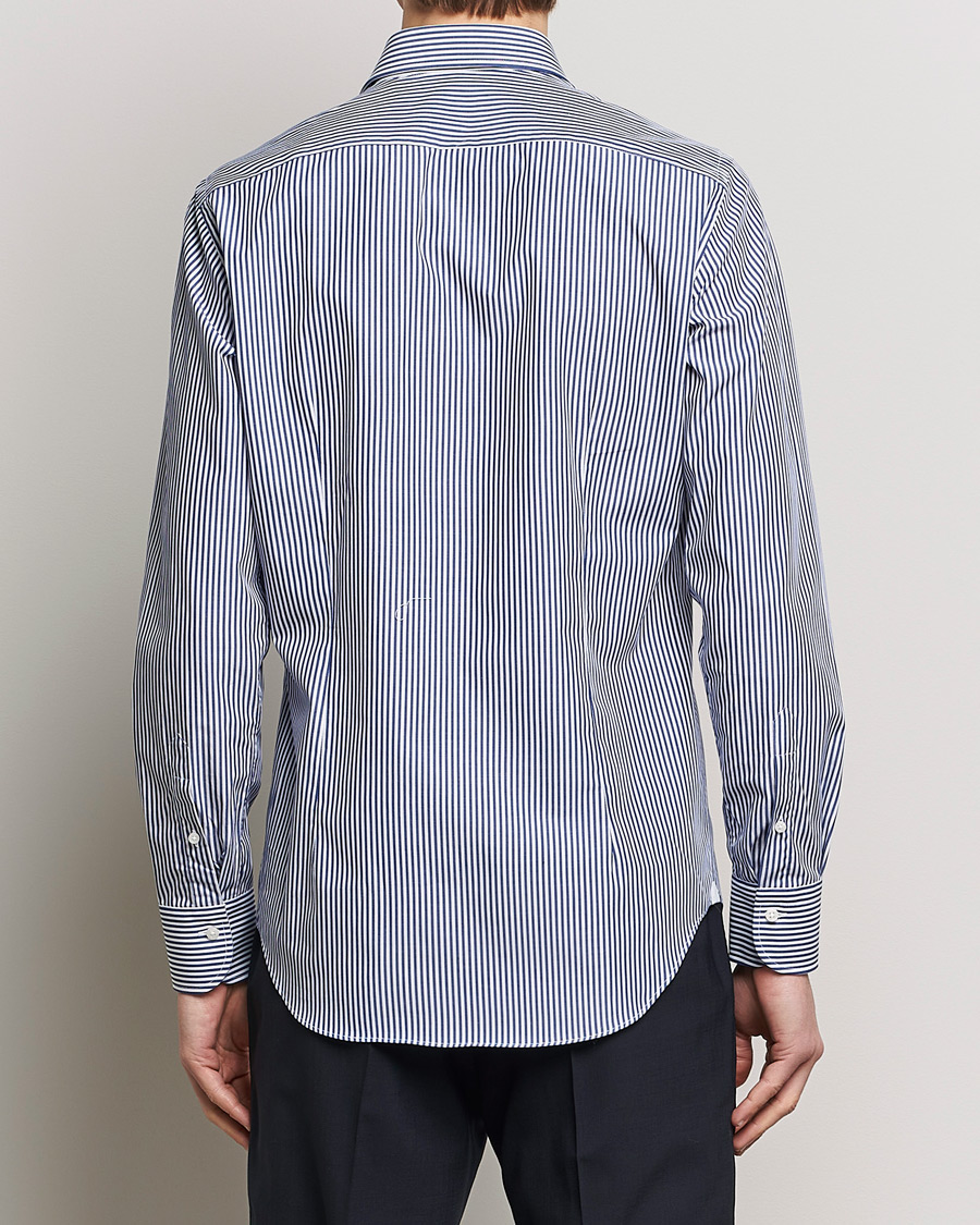 Herr | Skjortor | Grigio | Cotton Poplin Dress Shirt Blue Stripe