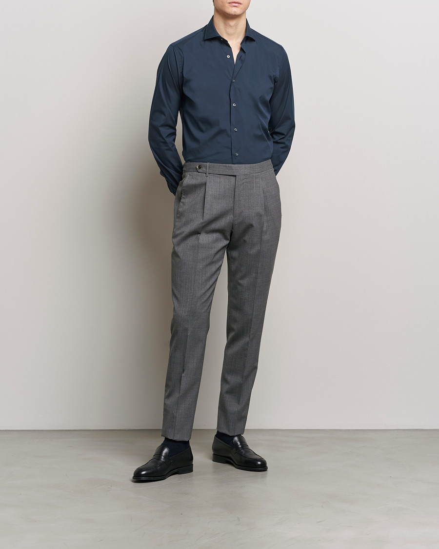 Herr | Businesskjortor | Grigio | Comfort Stretch Dress Shirt Navy