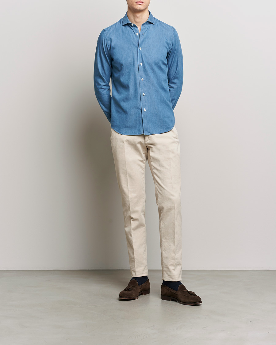 Herr | Skjortor | Grigio | Denim Shirt Medium Blue
