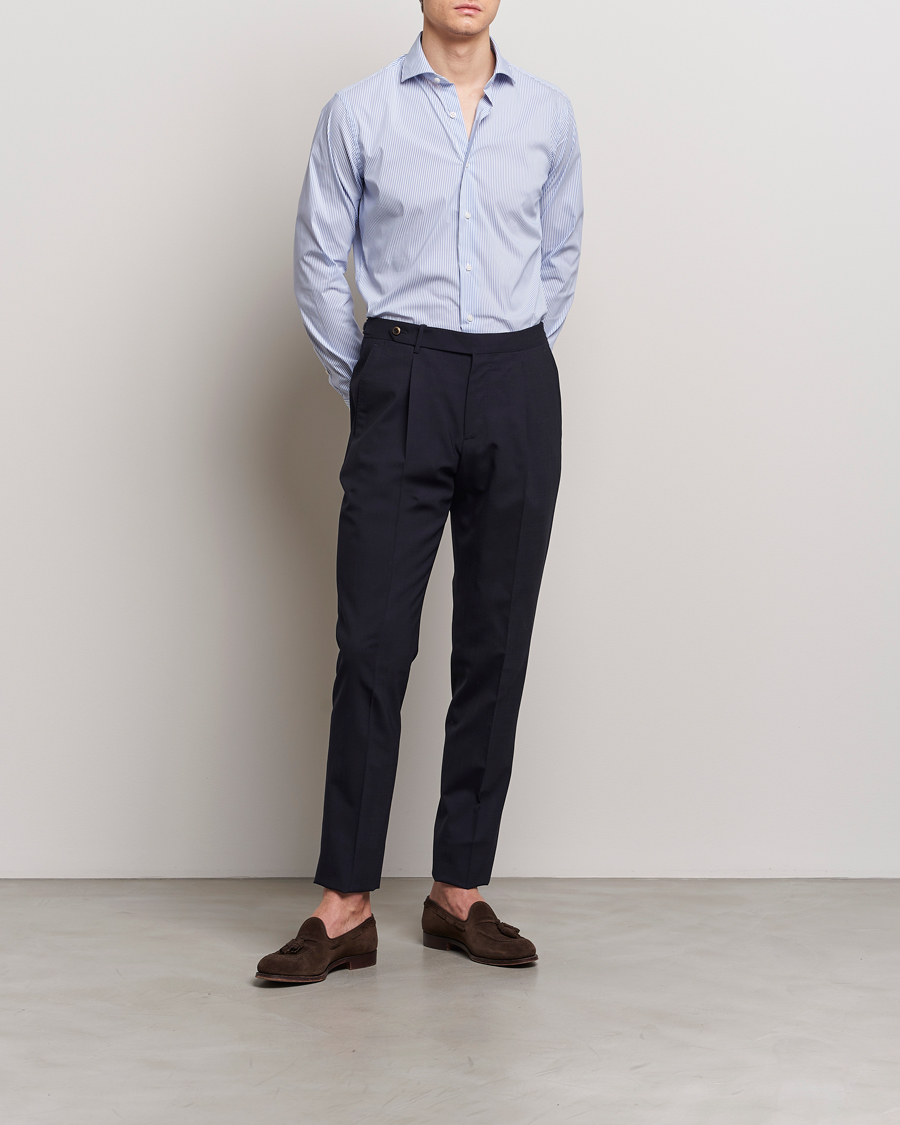Herr | Skjortor | Grigio | Comfort Stretch Dress Shirt Light Blue Stripe