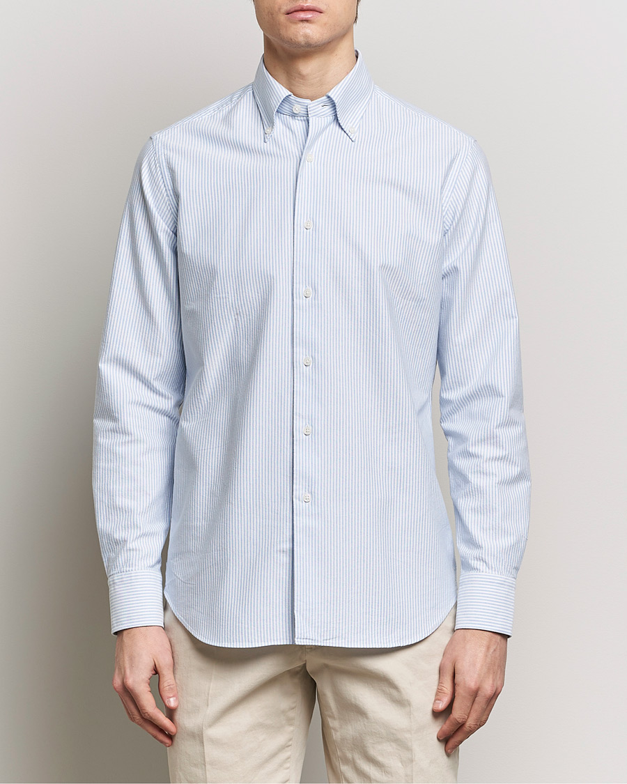 Herr | Skjortor | Grigio | Oxford Button Down Shirt Light Blue Stripe