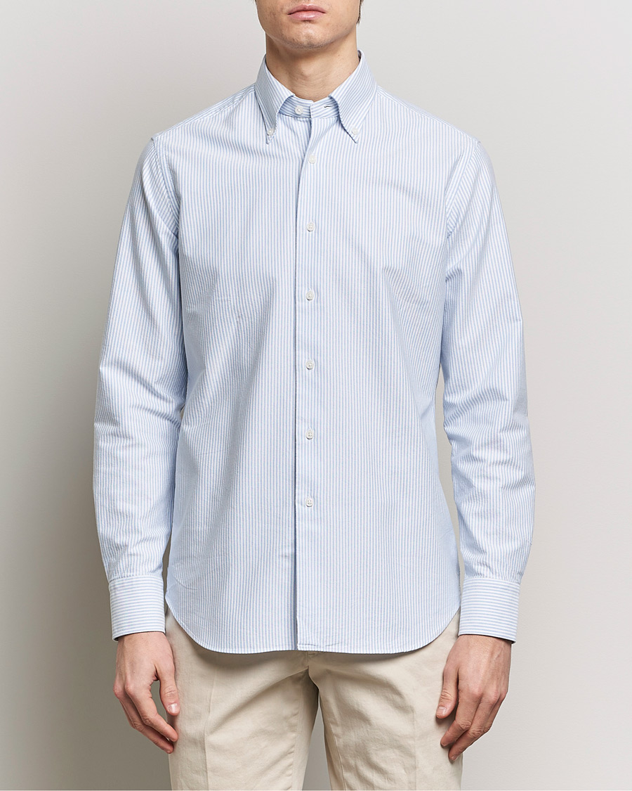 Herre |  | Grigio | Oxford Button Down Shirt Light Blue Stripe