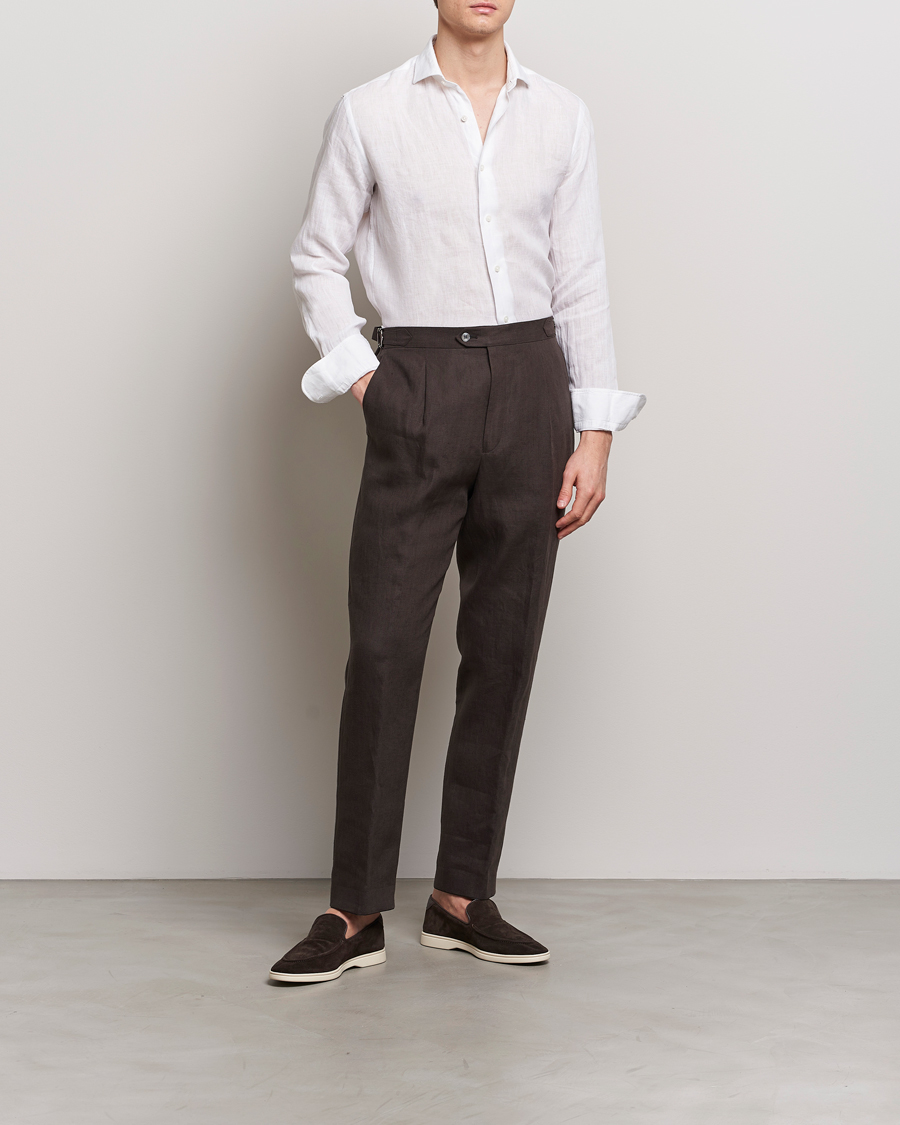 Herr | Skjortor | Grigio | Linen Casual Shirt White