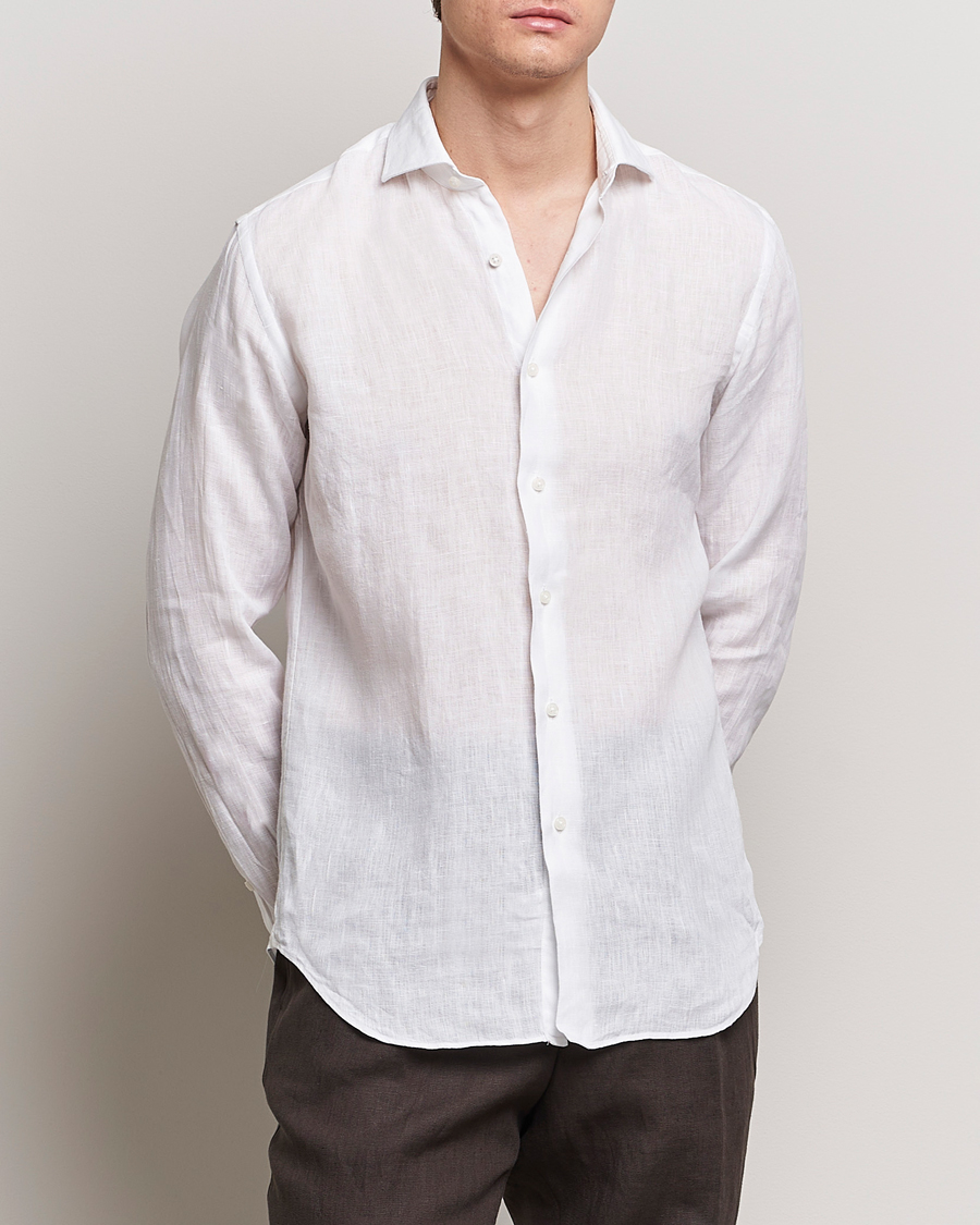 Herr | Grigio | Grigio | Linen Casual Shirt White