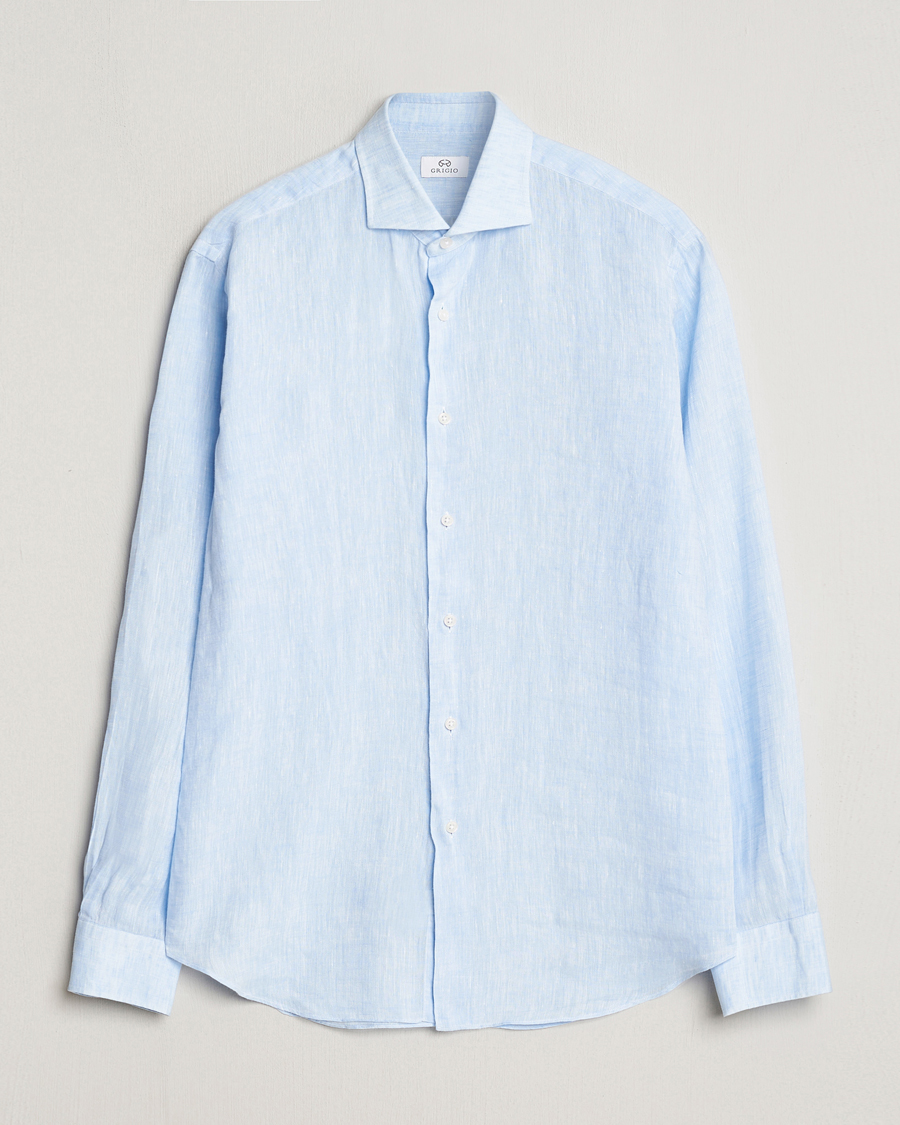 Herr | Skjortor | Grigio | Linen Casual Shirt Light Blue