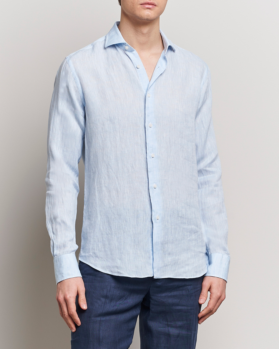 Herr | Skjortor | Grigio | Linen Casual Shirt Light Blue