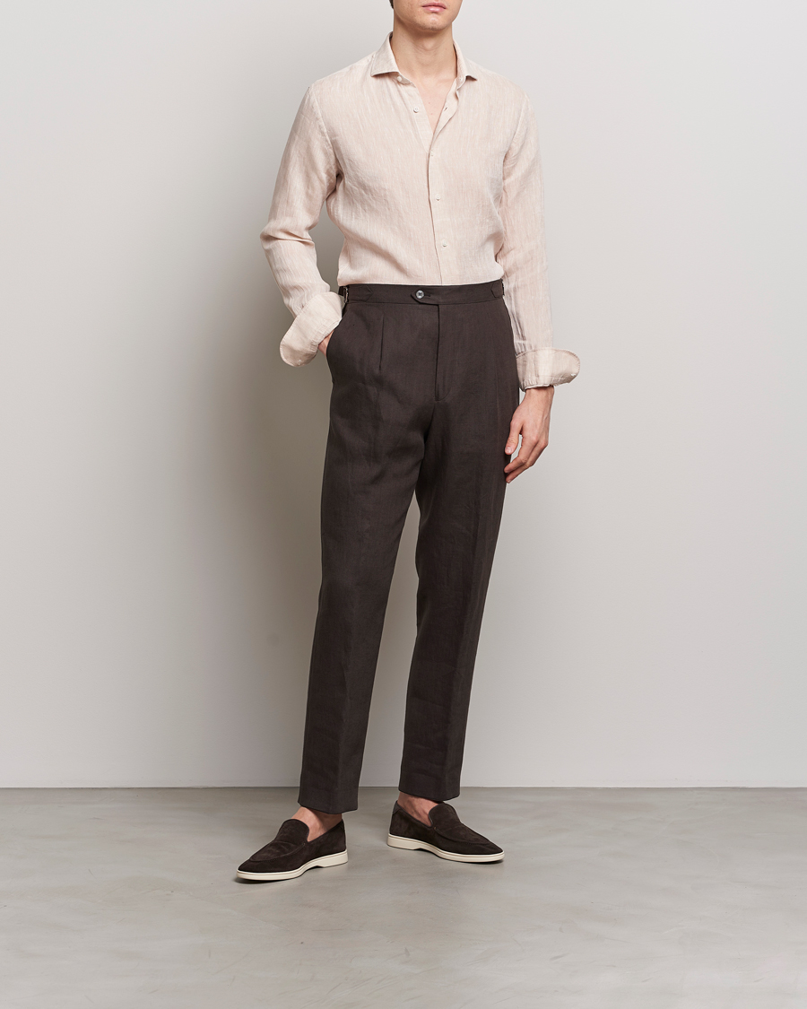 Herr | Skjortor | Grigio | Linen Casual Shirt Beige