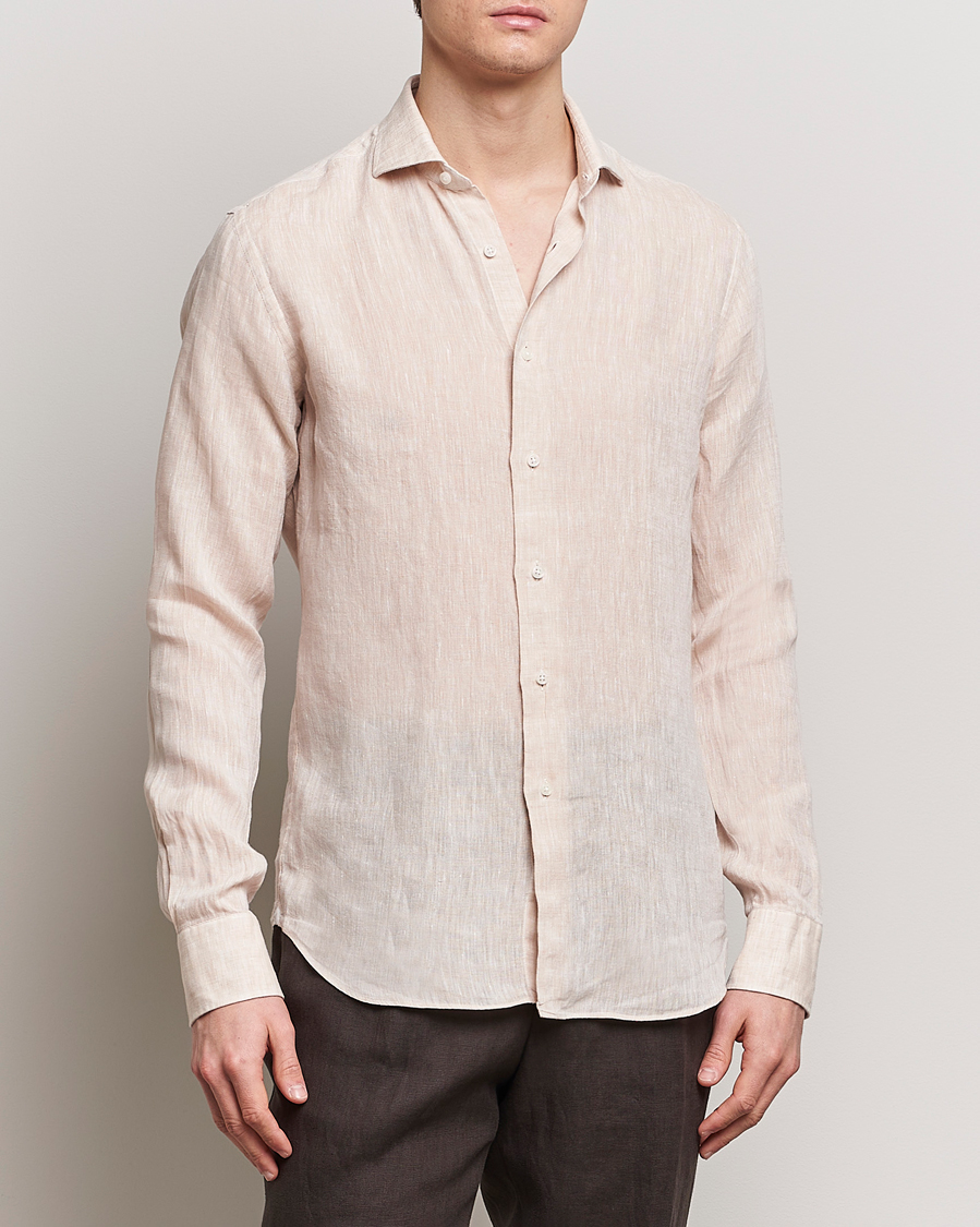 Herre |  | Grigio | Linen Casual Shirt Beige