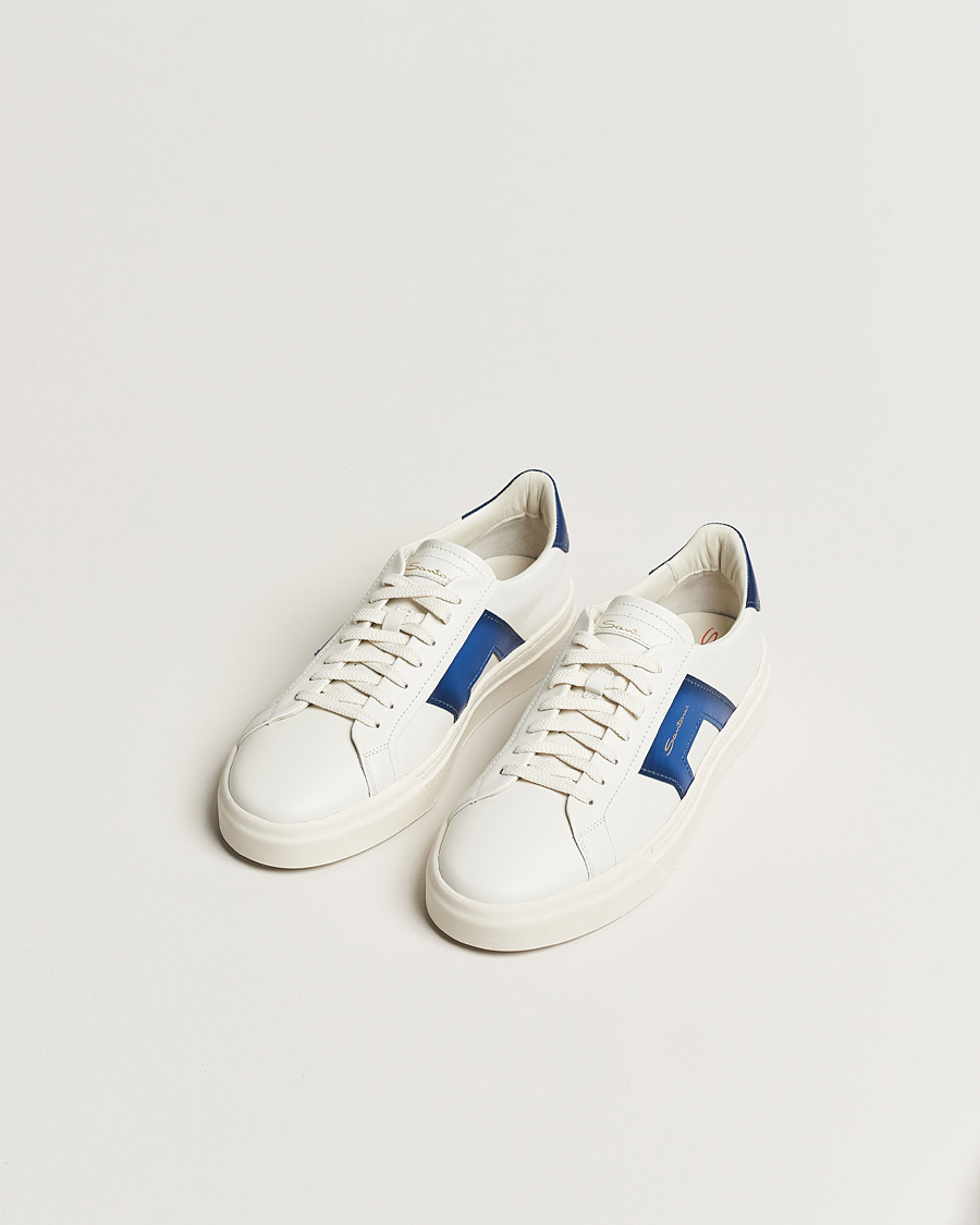 Herr | Låga sneakers | Santoni | Double Buckle Sneakers White/Navy