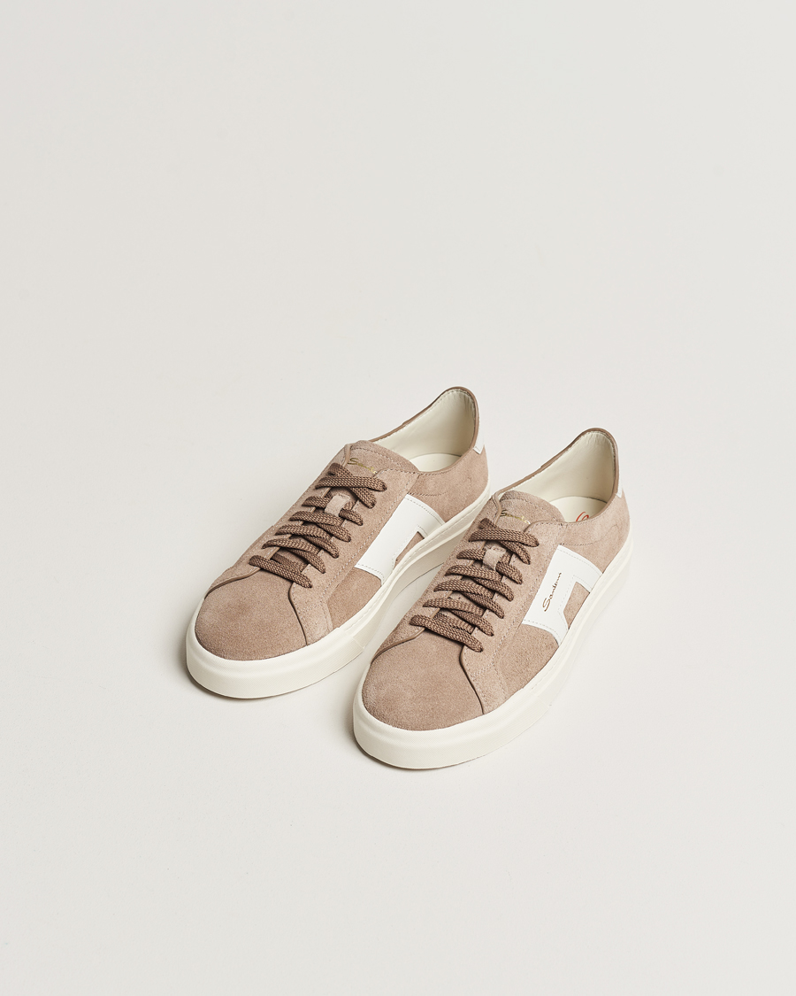 Herr | Santoni Double Buckle Sneakers Grey Suede | Santoni | Double Buckle Sneakers Grey Suede