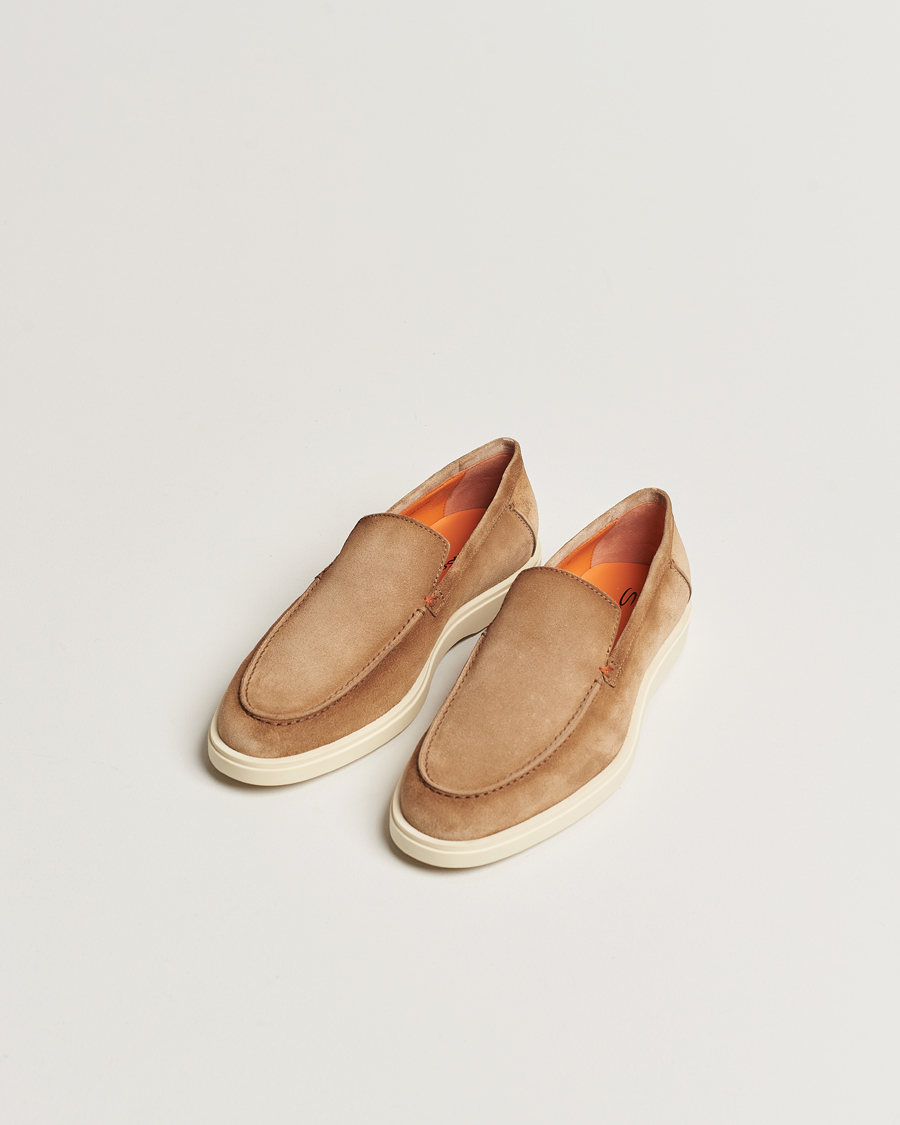 Herr | Handgjorda skor | Santoni | Summer Loafers Beige Suede