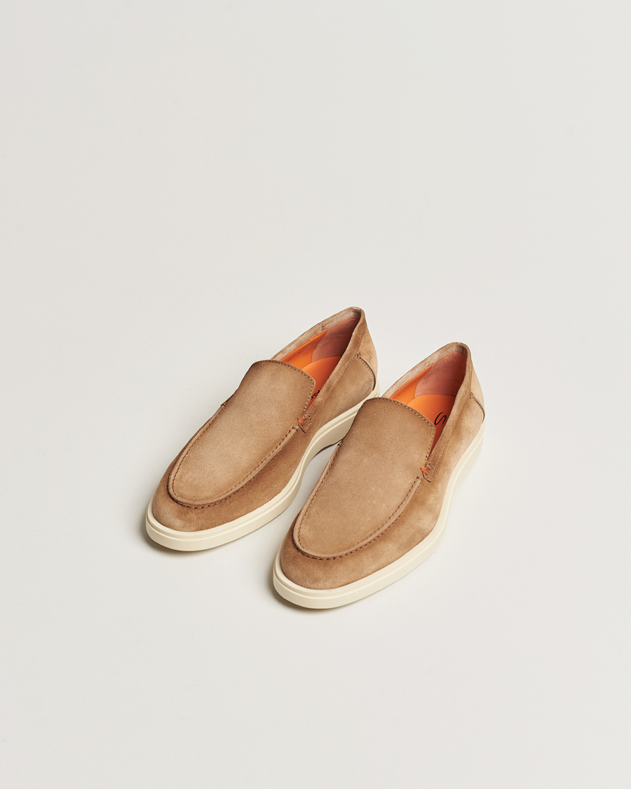 Herr | Santoni | Santoni | Summer Loafers Beige Suede